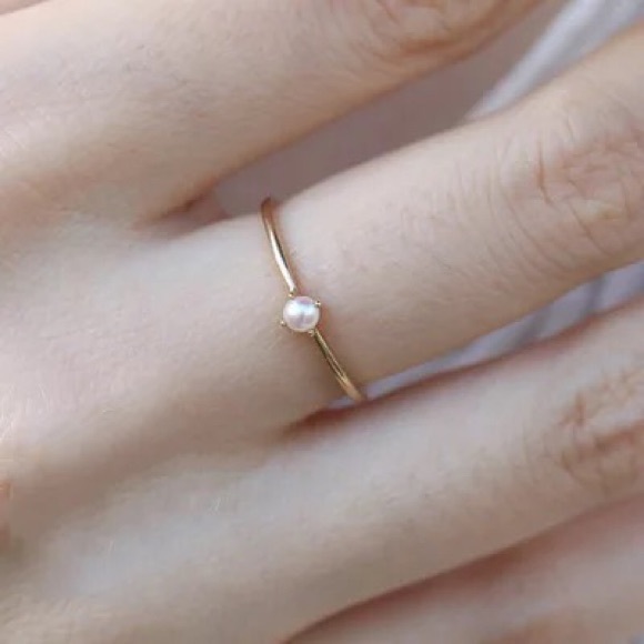 Jewelry - 3/$15🔥Yellow Gold dainty pearl stackable ring size 7